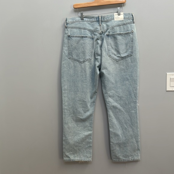 Agolde Light Blue Wash Riley High Rise Straight Distressed Jeans Size 34 NWT - Picture 7 of 12
